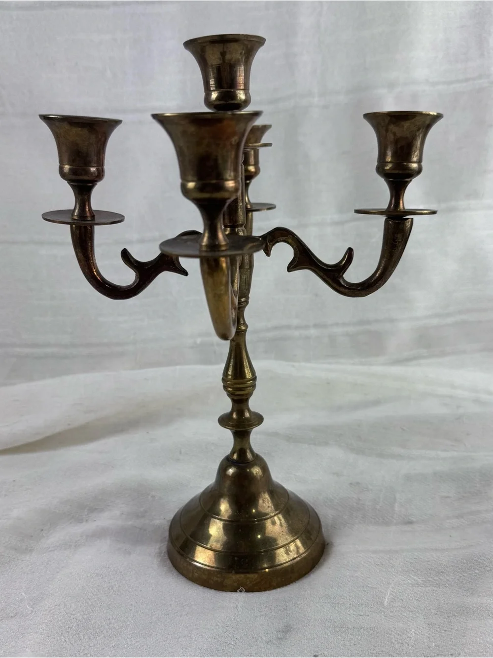 Pair of Vintage Brass 5-Arm Candelabra Candle Holders Circa 1994  Hosley Int’l